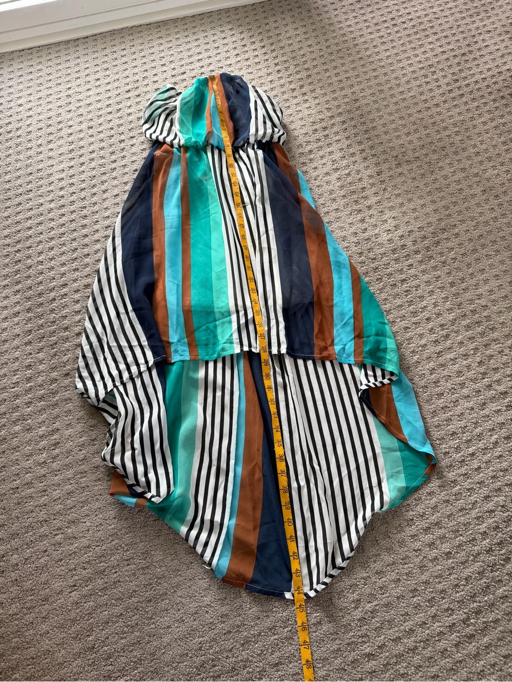 Iris Basic Strapless High-Low Dress in Teal, Navy, Rust & White - Picture 6 of 8